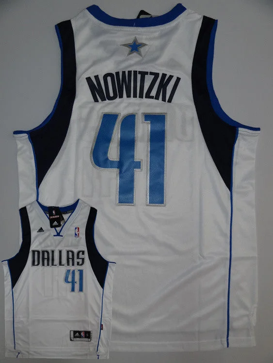 Basketball Jersey for Vintage Basketball Apparel-Mavericks 41 Nowitzki White New Revolution 30 Basketball Jerseys