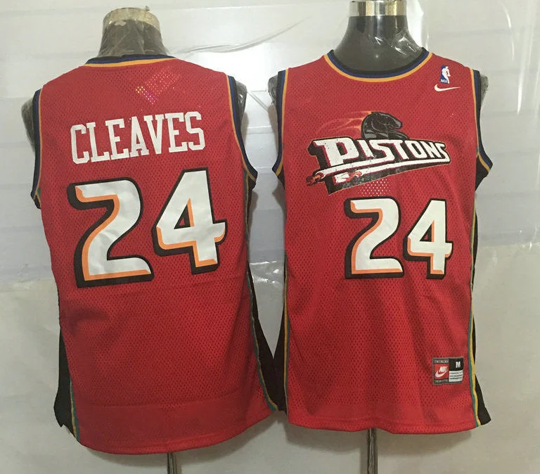 Basketball Jersey for Professional Quality Fit-Pistons 24 Mateen Cleaves Red Stitched Basketball Jersey