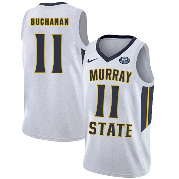 Basketball Jersey for Professional Quality Fit-Murray State Racers 11 Shaq Buchanan White College Basketball Basketball Jersey