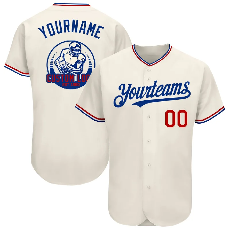 Baseball Jersey for Major League Fans-Custom Cream Red-Royal Authentic Baseball Jersey