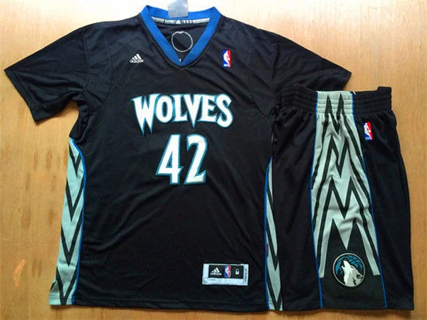 Basketball Jersey for Soft and Stretchy Design-Timberwolves 42 Love Black Short Sleeve Basketball Jersey(With Shorts)