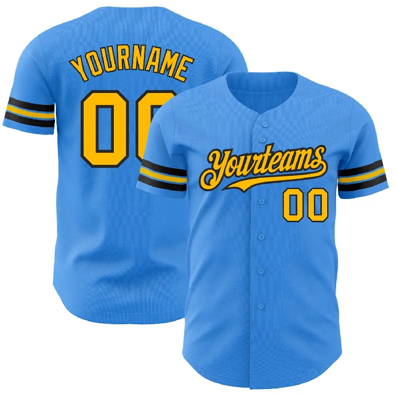 Baseball Jersey for Comfortable Everyday Wear-Custom Electric Blue Gold-Black Authentic Baseball Jersey