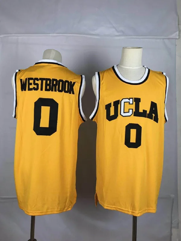 Basketball Jersey for Custom Basketball Fan Gear-UCLA Bruins 0 Russell Westbrook Yellow College Basketball Basketball Jersey