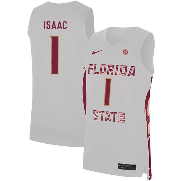 Basketball Jersey for Casual Wear and Sports Events-Florida State Seminoles 1 Jonathan Isaac White Basketball College Basketball Jersey