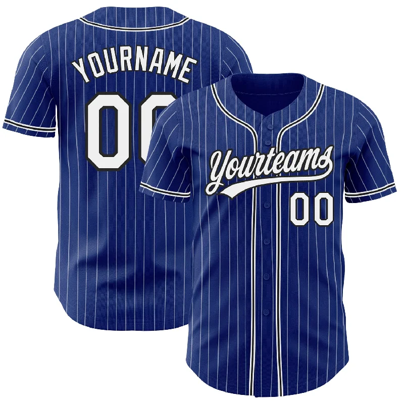 Baseball Jersey for Soft Fabric Feel-Custom Royal White Pinstripe Black Authentic Baseball Jersey