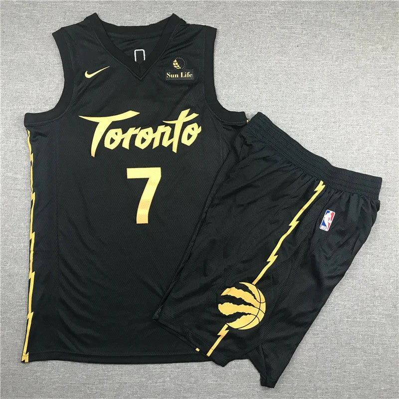 Basketball Jersey for Game-Ready Performance-Raptors 7 Kyle Lowry Black City Edition Swingman Basketball Jersey(With Shorts)