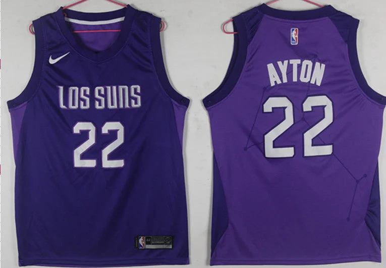 Basketball Jersey for Performance and Comfort Fit-Suns 22 Deandre Ayton Purple City Edition Swingman Basketball Jersey