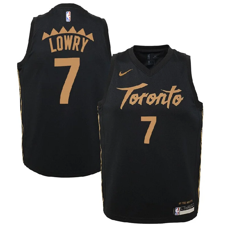 Basketball Jersey for Breathable Sports Fabric-Raptors 7 Kyle Lowry Black 2019-20 City Edition Swingman Basketball Jersey