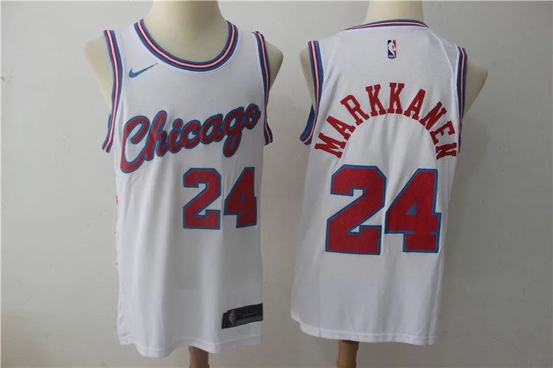 Basketball Jersey for Customizable Color Options-Bulls 24 Laur Markkanen White City Edition Swingman Basketball Jersey