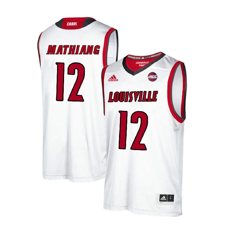 Basketball Jersey for Kids’ Basketball Events-Louisville Cardinals 12 Mangok Mathiang White College Basketball Basketball Jersey