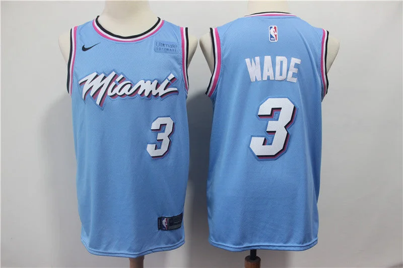 Basketball Jersey for Personalized Youth Jerseys-Heat 3 Dwyane Wade Light Blue Swingman Basketball Jersey