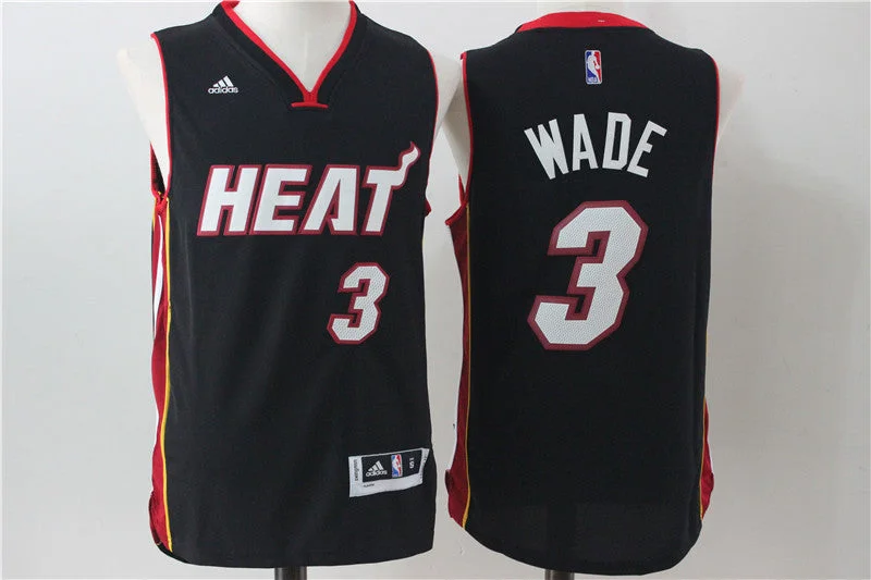 Basketball Jersey for Premium Custom Fan Designs-Heat 3 Dwayne Wade Black Swingman Basketball Jersey