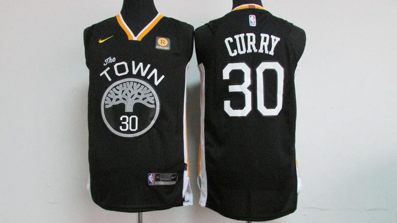 Basketball Jersey for Team Identification and Branding-Warriors 30 Stephen Curry Black Authentic Basketball Jersey