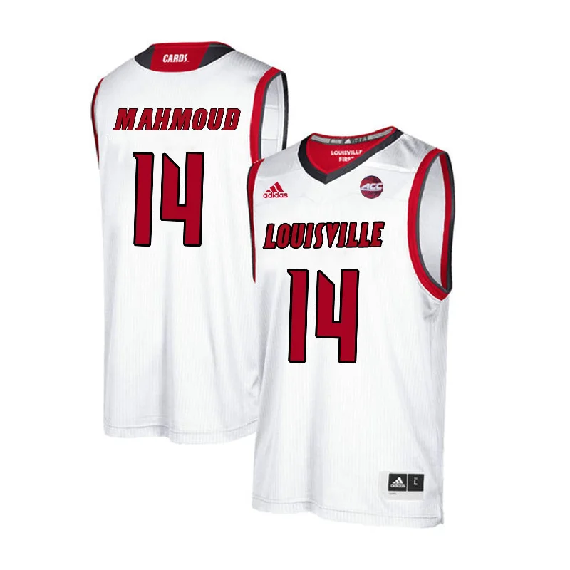 Basketball Jersey for All-Weather Basketball Gear-Louisville Cardinals 14 Anas Mahmoud White College Basketball Basketball Jersey