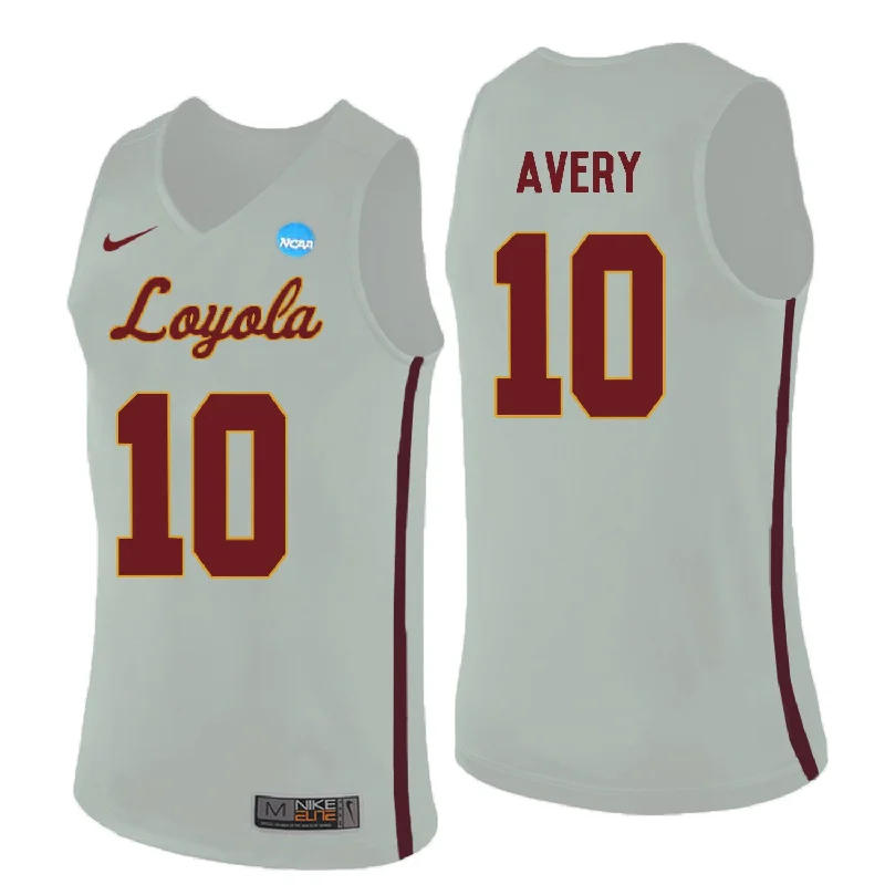 Basketball Jersey for College and Professional Basketball-Loyola (Chi) Ramblers 10 Adarius Avery White College Basketball Basketball Jersey