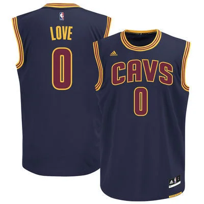 Basketball Jersey for Game Day Wear-Cavaliers 0 Kevin Love Navy Blue New Revolution 30 Swingman Basketball Jersey