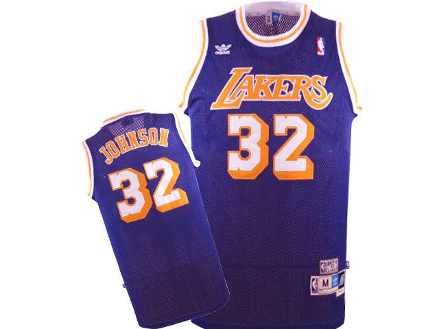 Basketball Jersey for Premium Quality Youth Jerseys-Lakers 32 Magic Johnson Purple Hardwood Classics Basketball Jersey