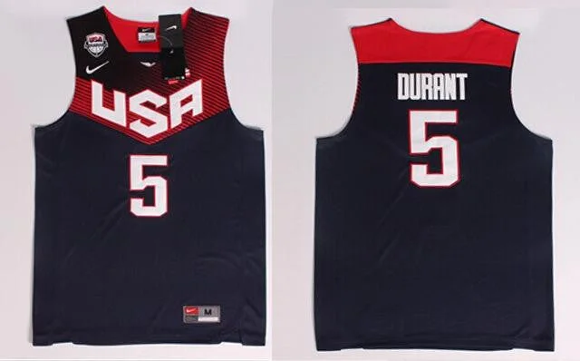 Basketball Jersey for Adjustable Size and Fit-USA 5 Durant Blue Basketball Jerseys