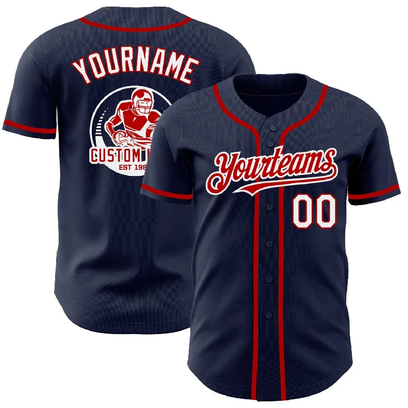 Baseball Jersey for Youth Baseball Players-Custom Navy White-Red Authentic Baseball Jersey