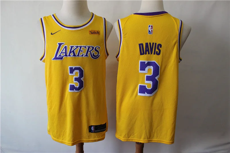 Basketball Jersey for Premium Custom Fan Designs-Lakers 3 Anthony Davis Yellow Swingman Basketball Jersey