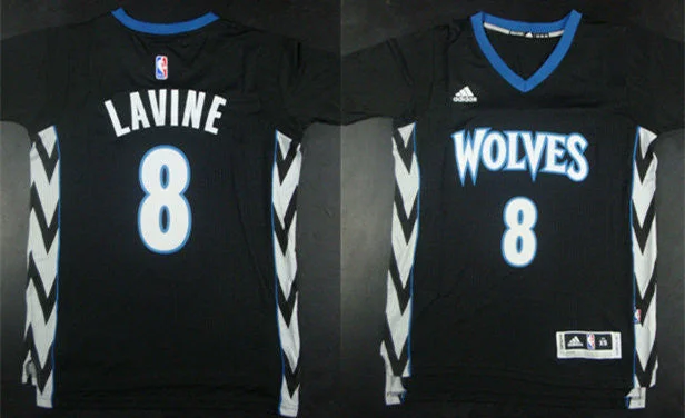 Basketball Jersey for Breathable Material for Athletes-Timberwolves 8 Lavine Black Short Sleeve Basketball Jersey