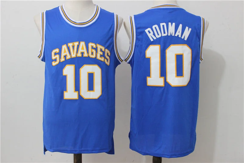 Basketball Jersey for Soft, Lightweight Design-Oklahoma Savages 10 Dennis Rodman Blue College Basketball Jersey