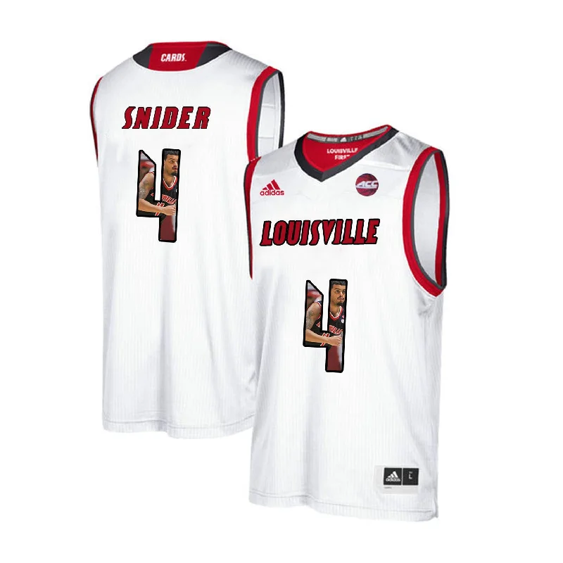 Basketball Jersey for Comfortable Fit for Players-Louisville Cardinals 4 Quentin Snider White With Portrait Print College Basketball Basketball Jersey