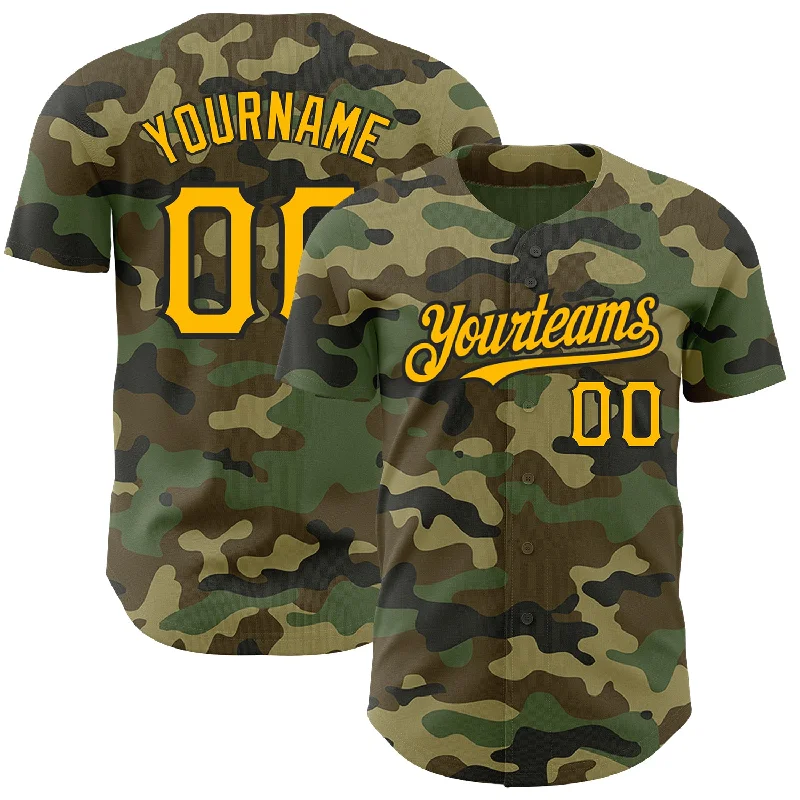 Baseball Jersey for Comfortable and Durable Wear-Custom Camo Gold-Black Authentic Salute To Service Baseball Jersey