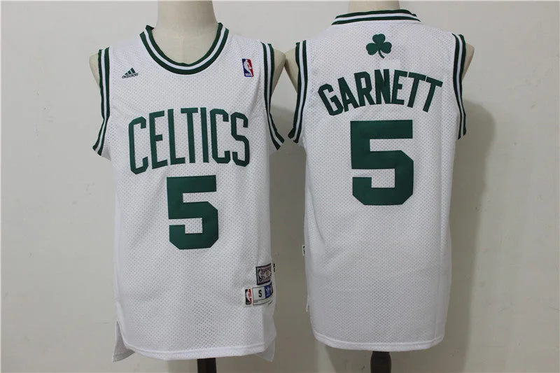 Basketball Jersey for Breathable Basketball Gear-Celtics 5 Kevin Garnett White Hardwood Classics Swingman Basketball Jersey