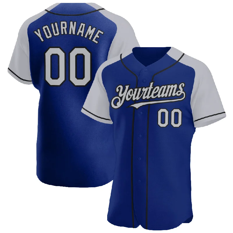 Baseball Jersey for Casual Baseball Supporter Gear-Custom Royal Gray-Black Authentic Raglan Sleeves Baseball Jersey