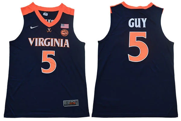 Basketball Jersey for All-Age Groups-Virginia Cavaliers 5 Kyle Guy Navy College Basketball Basketball Jersey