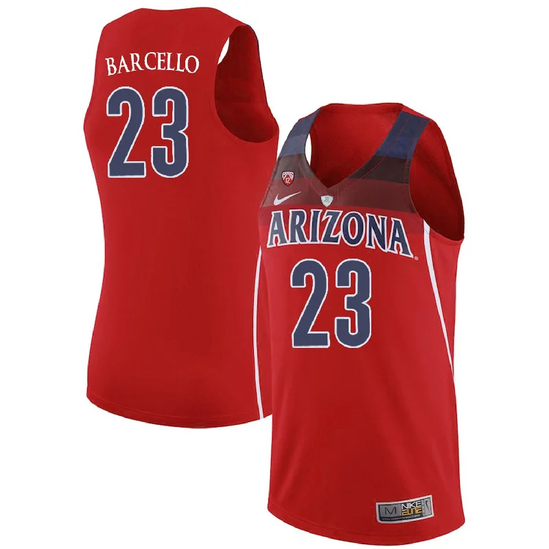 Basketball Jersey for All-Season Wear-Arizona Wildcats 23 Alex Barcello Red College Basketball Basketball Jersey