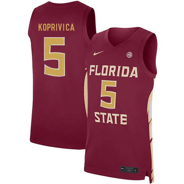 Basketball Jersey for Game Performance and Comfort-Florida State Seminoles 5 Balsa Koprivica Red Basketball College Basketball Jersey