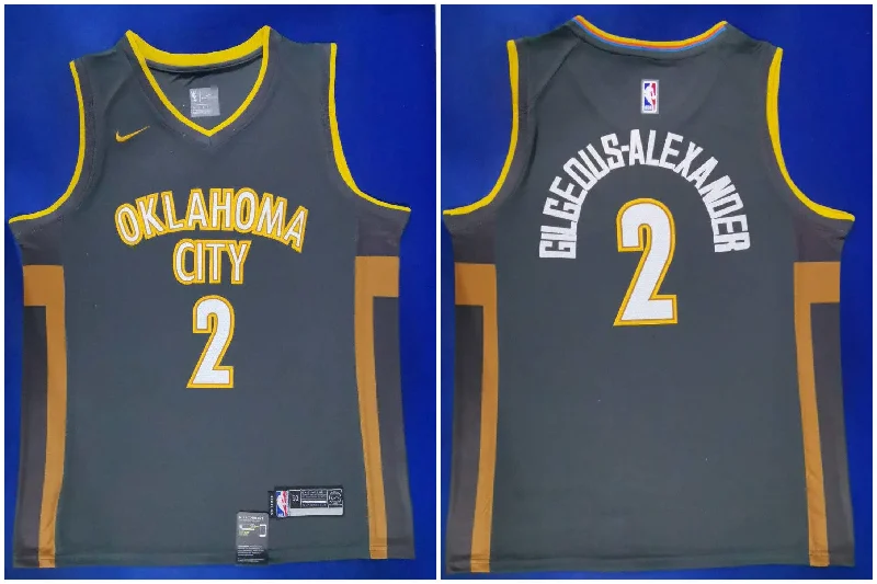 Basketball Jersey for Team Customization-Thunder 2 Shai Gilgeous Alexander Black City Edition Swingman Basketball Jersey