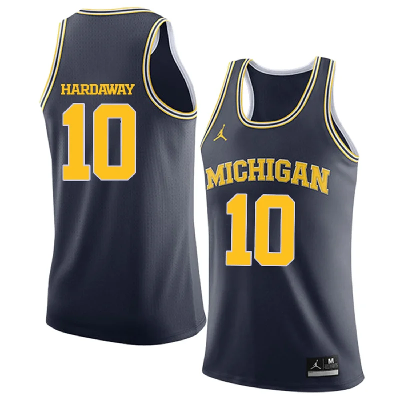 Basketball Jersey for Custom Team Logos and Numbers-University of Michigan 10 Tim Hardaway Jr. Navy College Basketball Basketball Jersey