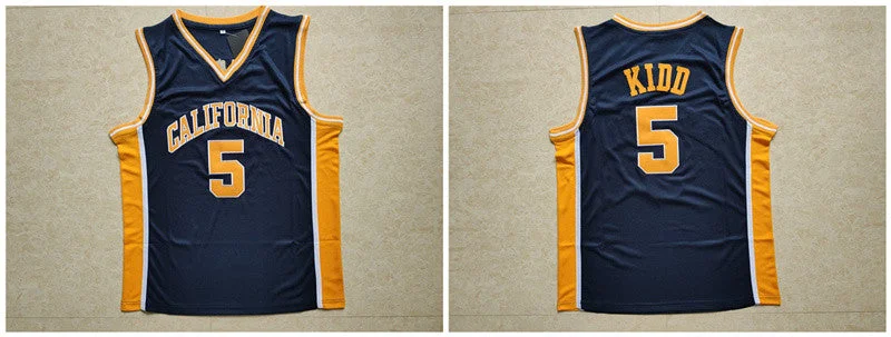 Basketball Jersey for Customizable Player Information-California Golden Bears 5 Jason Kidd Navy College Basketball Basketball Jersey