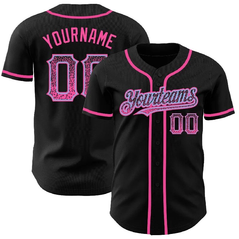 Baseball Jersey for Kids Baseball Teams-Custom Black Pink-Light Blue Authentic Drift Fashion Baseball Jersey