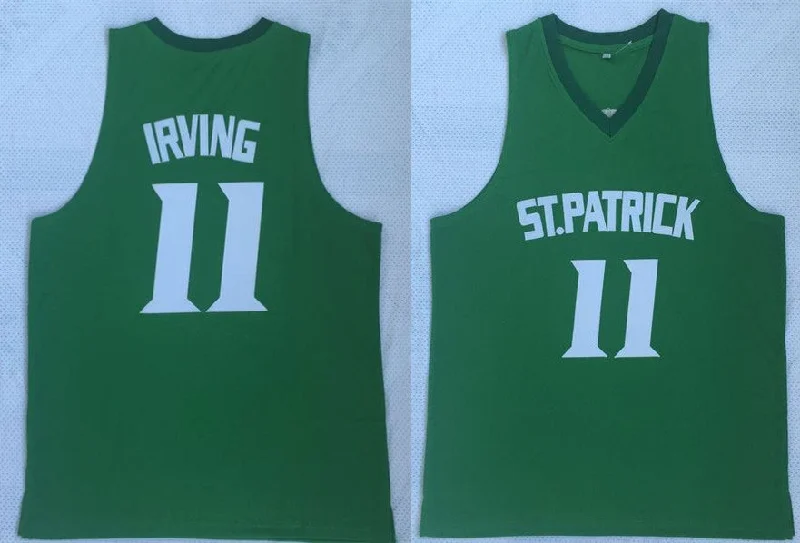 Basketball Jersey for Premium Fabric Finish-St. Patrick High School 11 Kyrie Irving Green Basketball Basketball Jersey