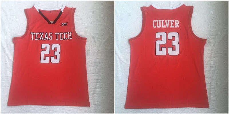 Basketball Jersey for School Teams-Texas Tech Red Raiders 23 Jarrett Culver Red College Basketball Basketball Jersey