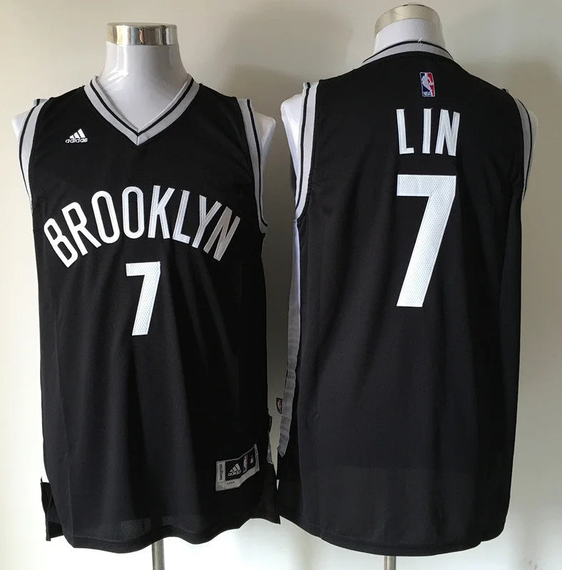 Basketball Jersey for High-School and College Players-Nets 7 Jeremy Lin Black Swingman Basketball Jersey