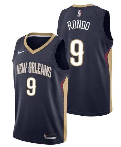 Basketball Jersey for Custom Fan Jerseys-Pelicans 9 Rajon Rondo Navy Swingman Basketball Jersey