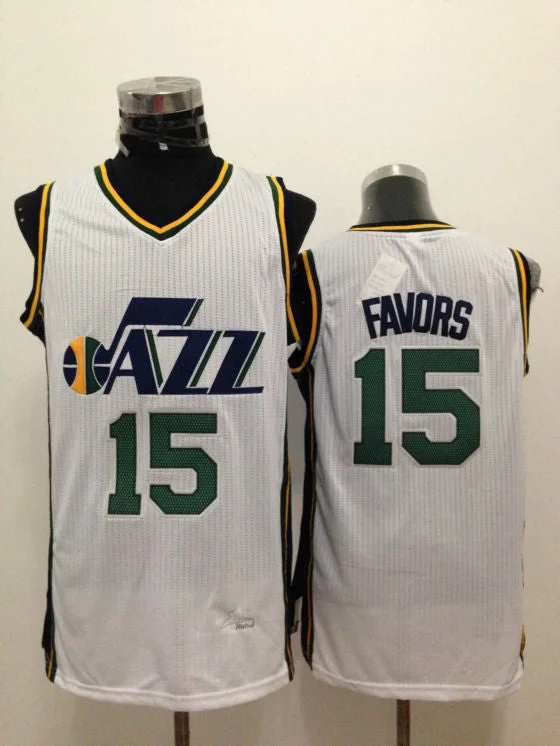 Basketball Jersey for Premium Custom Fan Designs-Jazz 15 Favors White New Revolution 30 Basketball Jerseys