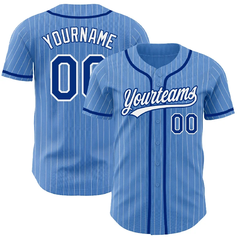 Baseball Jersey for Personalized Apparel for Fans-Custom Powder Blue White Pinstripe Royal Authentic Baseball Jersey