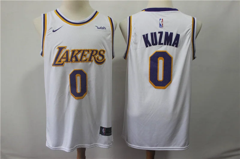 Basketball Jersey for Premium Performance Fit-Lakers 0 Kyle Kuzma White 2018-19 Swingman Basketball Jersey