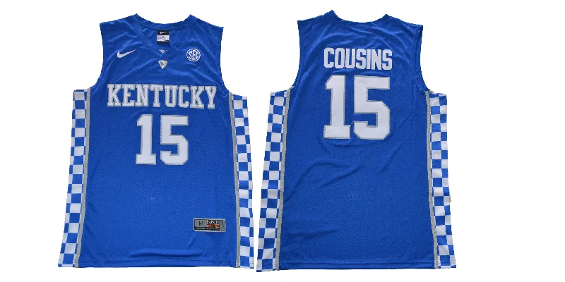 Basketball Jersey for Team Sports Gear-Kentucky Wildcats 15 DeMarcus Cousins Blue College Basketball Basketball Jersey