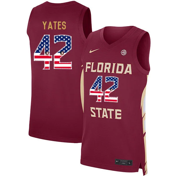 Basketball Jersey for Premium Customization-Florida State Seminoles 42 Cleveland Yates Red USA Flag Basketball College Basketball Jersey