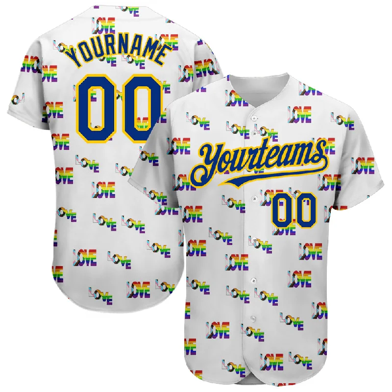 Baseball Jersey for Comfortable Team Apparel-Custom Rainbow For Pride Month Love Is Love LGBT 3D Authentic Baseball Jersey