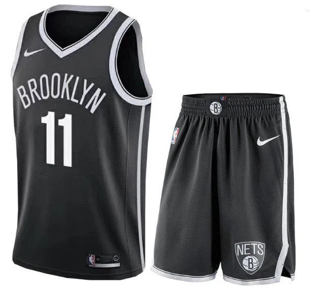 Basketball Jersey for Soft Cotton Fit-Nets 11 Kyrie Irving Black Swingman Basketball Jersey(With Shorts)