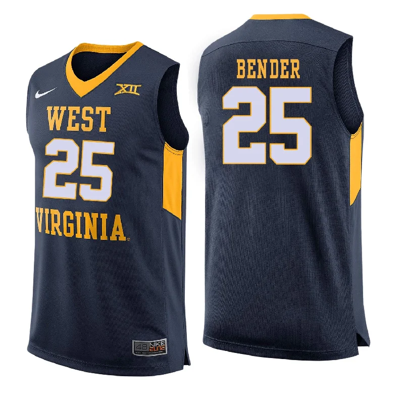 Basketball Jersey for Stylish Team Jerseys-West Virginia Mountaineers 25 Maciej Bender Navy College Basketball Basketball Jersey