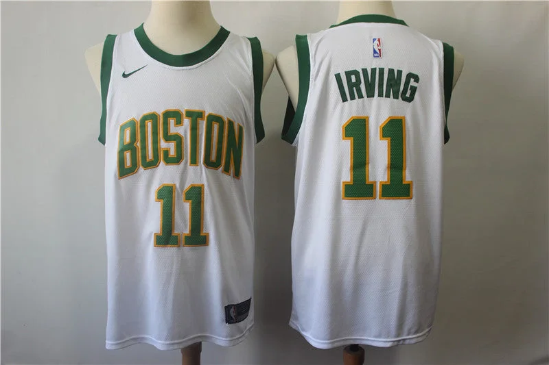 Basketball Jersey for Comfortable Game Day Apparel-Celtics 11 Kyrie Irving White City Edition Swingman Basketball Jersey